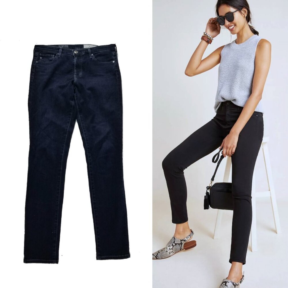 ag Abbey Ankle Mid-rise Stretch Super Skinny Size 27 Dark Indigo